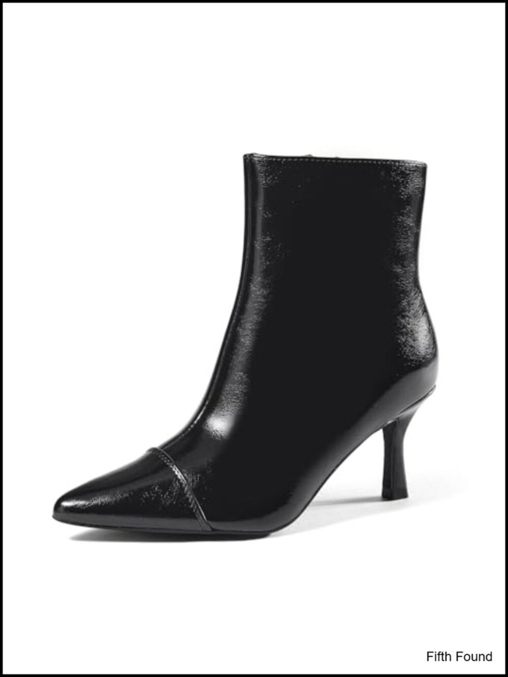 Pointed Toe Ankle Booties 3 Inch Heel Side Zip Vegan Leather